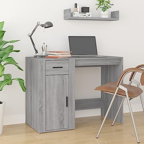 Bureau gain de place gris Sonoma avec rangements fermés pour studio étudiant - 4