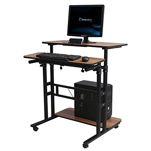 ABO Rolling Stand Up Workstation Computer Desk Height Adjustable Laptop Table for Home