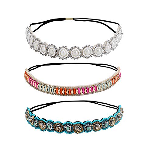 Insowni 7 Pack Handmade Rhinestone Jewled Beaded Headbands Hairbands Hair Accessories Headwraps For Women Girls Brides #TOP4