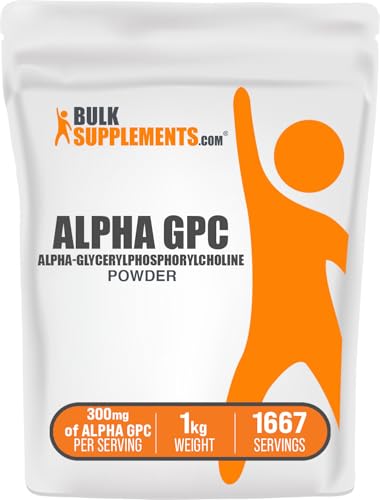 Image of BulkSupplements.com Alpha GPC Powder - Choline Supplements, Alpha GPC 300mg - Unflavored & Gluten Free, 600mg per Serving, 1kg (2.2 lbs) (Pack of 1)