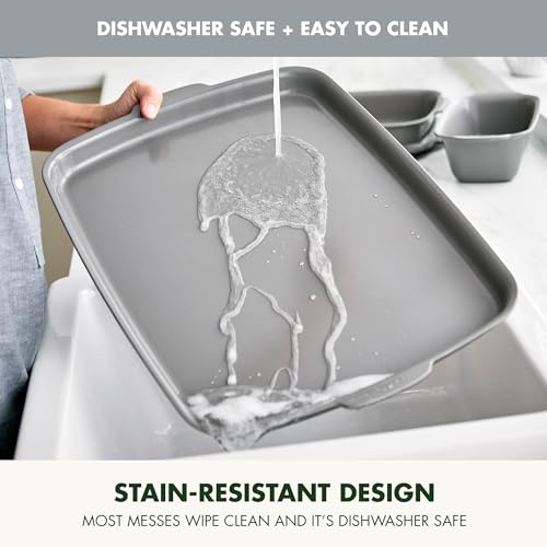 GreenPan Premiere Ovenware Healthy Ceramic Nonstick 4 Piece Bakeware Set, PFAS-Free, Rectangular, Square, Quarter, Half Sheet Baking Pans, Warp-Free, Oven Safe to 600F, Dishwasher Safe, Gray by GreenPan - Image 5
