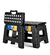 Korpai 9" Folding Step Stool for Adults and Kids Holds Up to 300 lbs ,Non-Slip Folding Stools wit...