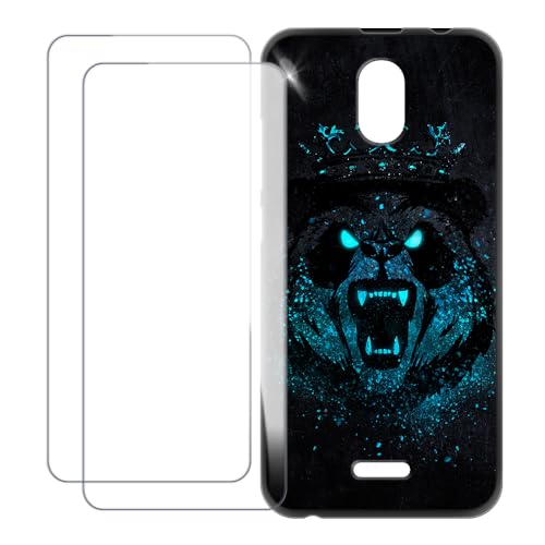 UOGNADGD Compatible avec Wiko Sunny 3 Plus Coque Personnalisée Colorée avec 2 Protections Écran en Verre Trempé – Antichoc et Anti-Rayures (Panda en...