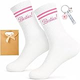 Beste Freundin Geschenke Set Mit Socken Und Schlüsselanhänger, Geschenk Beste Freundin Zum Geburtstag, Jahrestag Oder Valentinstag, Damen Socken Geschenkset Mit Geschenkbeutel Für Frauen
