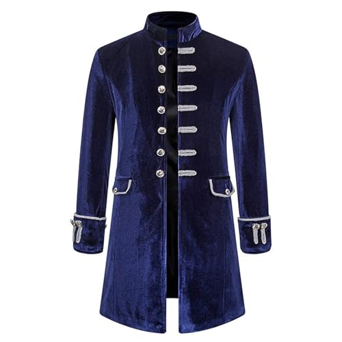 XDFVC Mens Velvet Goth Jacket Medieval Vintage Steampunk Renaissance Victorian Frock Coat Fashion Halloween Cosplay Uniform