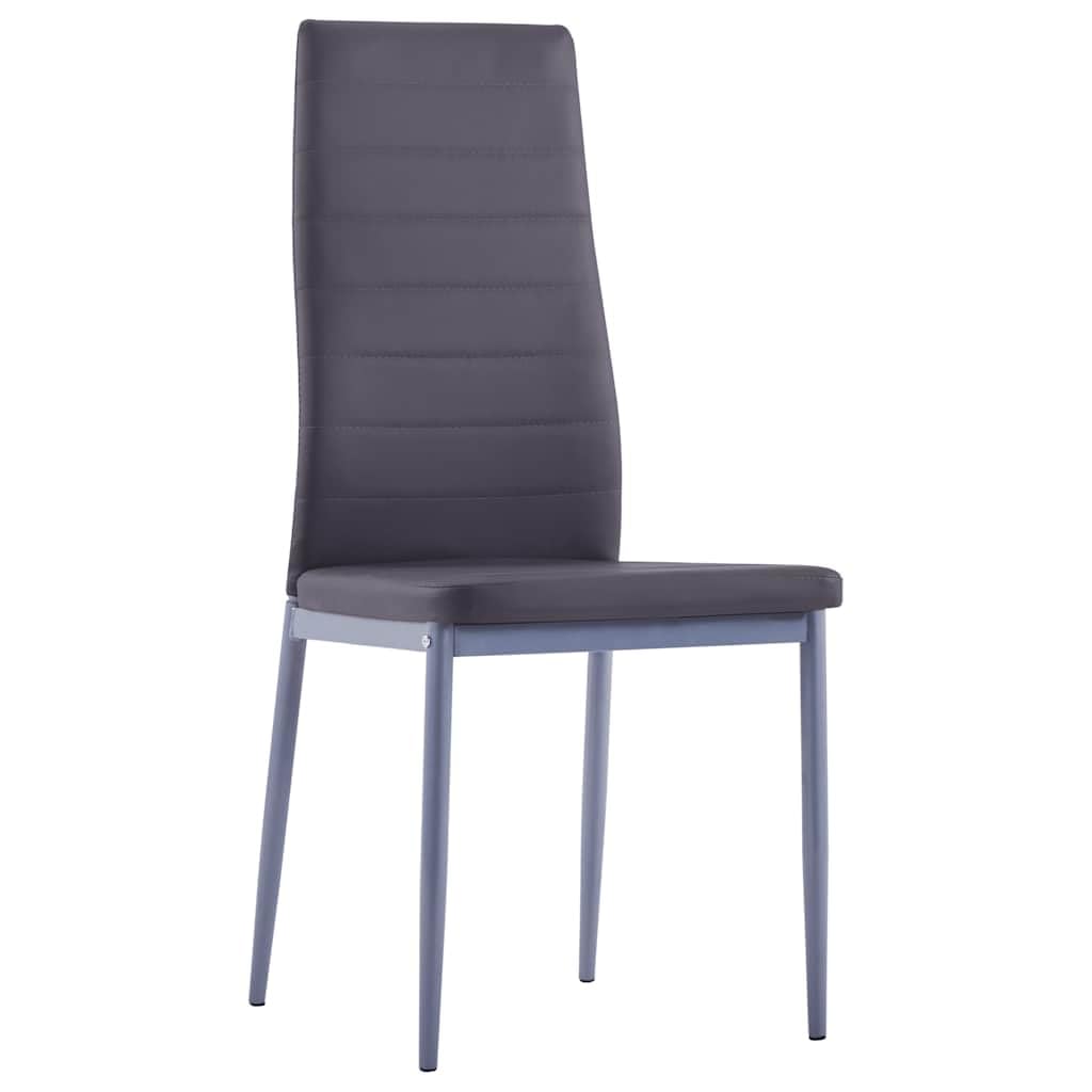5-TLG. Essgruppe Grau mit gehärtetem Glas Tisch und 4 Kunstleder Stühlen, modernes Esszimmer Set, kompakt, platzsparend, ideal für Küche, Wohnzimmer, Familie, stilvolle Sitzgruppe