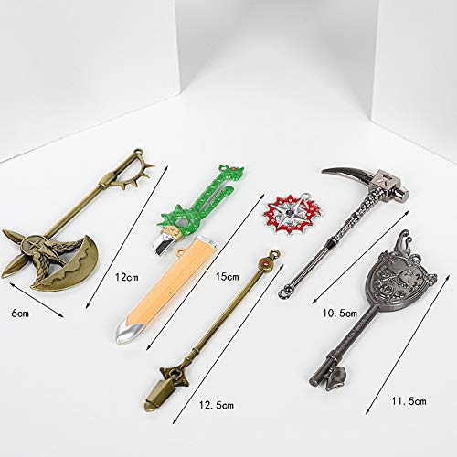 JCvCX 7 in 1 Box Mini Wepons Model Keychain Set Pendant Sets with Gift Box