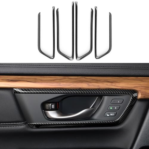 Image of Inner Door Bowl Decals for Honda CRV 2017 2018 2019 2020 2021 2022 Accessories CR-V ABS Carbon Fiber Interior Stickers, Black