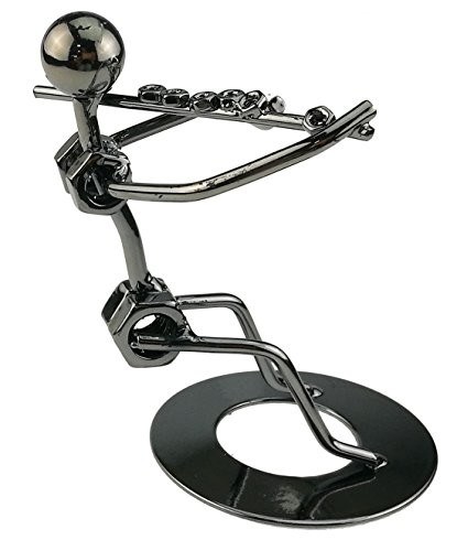 Unigift Retro Iron Art Steel Music Man Figure Performer Desk Decor Home Bedroom Bar Display Ornament Birthday Gift C50(Flute) - Thumbnail 2