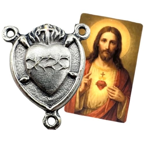 Westmon Works Sacred Heart of Jesus Centerpiece Italian Metal Rosary