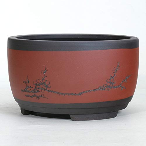 Grand pot de fleur en céramique sable violet clivia artisanal