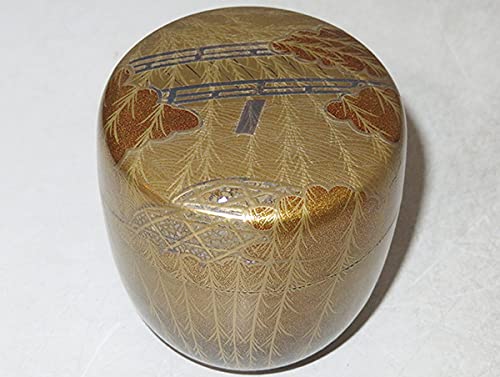 Amazon.co.jp: ◇ 茶道具 薄茶器 棗 金梨地 橋柳 高蒔絵 中棗
