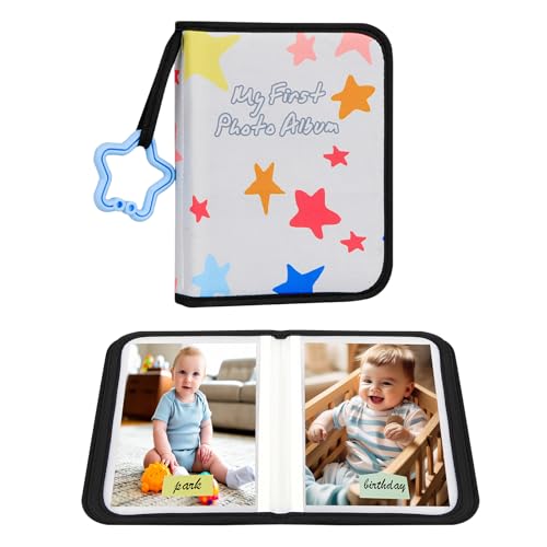 Xfveiwoo My First Baby Photo Album, 21 4x6 Photos, Soft Cloth, Black