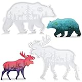 2 Pcs Deer Bear Resin Molds Silicone Kit, Large Resin Casting Molds for DIY, Christmas Decor
