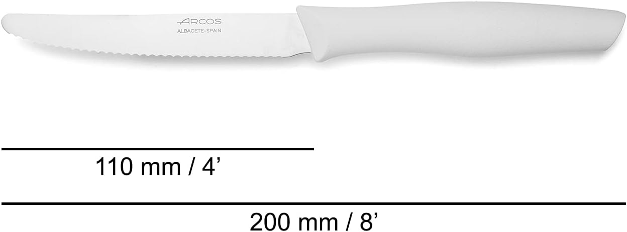 Table knife arcosnova nitrum 188824 Stainless Steel and Mango Polypropylene Cover and Display Box Blades and 11 cm, White
