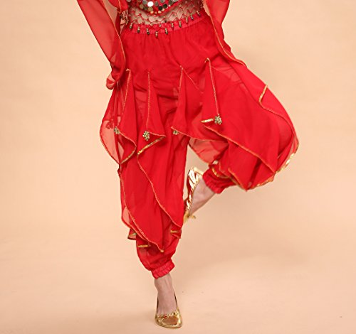 MUNAFIE Belly Dance Harem Pants - Tribal Costume Pants for Women, High Waisted Elastic Waistband, Soft Stretchy Fabric3