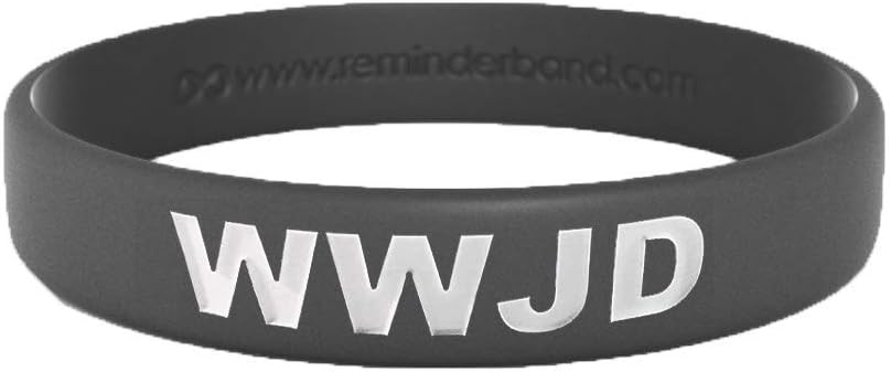 Reminderband WWJD Black 100% Silicone Wristband - Silicone Rubber Bracelet - Christian Religious Events, Gifts, Support, Causes, Fundraisers, Awareness - Men, Women, Kids