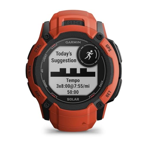 Image of Garmin Instinct 2X Solar, Large Rugged GPS Smartwatch, Built-in Sports Apps and Health Monitoring, Solar Charging and Ultratough Design Features, Flame Red