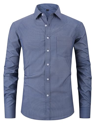 Mens Slim Fit Patterned Button-Down Shirt Long Sleeve Shirt Casual Office Shirt2