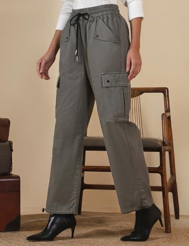Image of FYLTR Women's Cargo Utility Trouser - 100% Cotton | Adjustable Hem | Drawstring Closure | Utility Pockets | Trousers for Women