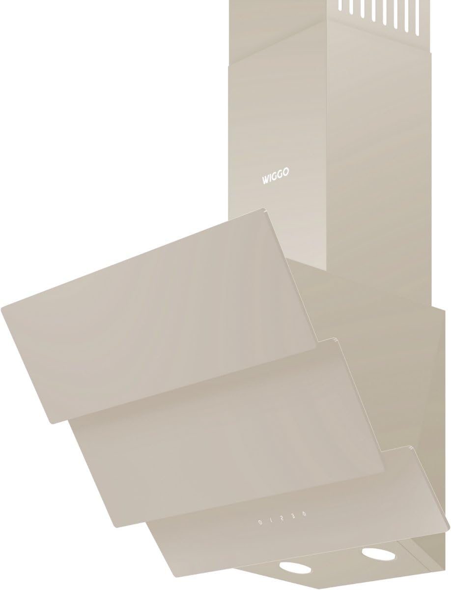 Wiggo WE-E533G(C) – skośny okap kuchenny – 50 cm – kremowy potrójny szkło
