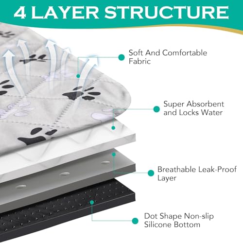 Image of FUWERY Washable Pee Pads for Dogs ,34 inchX36 inch, Thick Heavy Absorbency Reusable, Prevent Leakage, Non-Slip Pee Pads for Puppy Playpen,Potty Training, Grey, 2 Packs