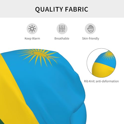 Flag of Rwanda Children Hip Hop Knitted Hat Kids Elastic Leisure Knit Cap Warm Sleep Beanies Black3