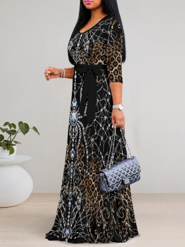 Image of PinkPatty Women's Plus Size V Neck Long Sleeve Wrap Maxi Dress with Belt | Flowy belted maxi dress for travel, vacations, weddings, dinners, church, parties, and everyday elegant wear