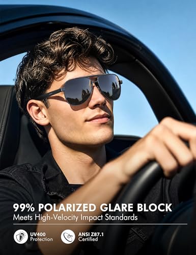 Image of LUENX Aviator Sunglasses for Women Men Polarized Lens Trendy Sun Glasses - UV 400 Protection 60MM with Accessories Driving