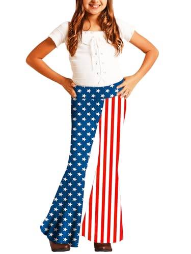 Image of Deerose Girls Halloween Hippie Bell Bottom Pants High Waist Flare Pants 5-14 Years