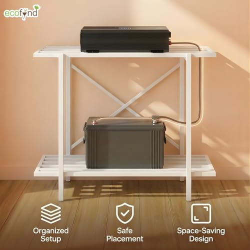 Image of ecofynd 2-Tier UPS Stand for Home and Office, Metal Inverter & Battery Stand, Heavy-Duty Holder for Industrial Use, Secure & Stable Single Battery Stand, Max Load 100 KG, (White, IBS-PS050-WHT)
