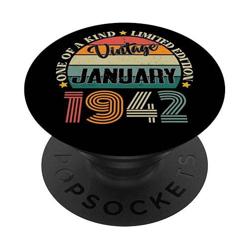 82 Años Vintage Enero 1942 82 Cumpleaños Retro PopSockets PopGrip Intercambiable