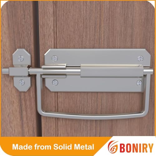 Image of Boniry Door Latch Lock, Kadi /Kundis with Grab Handles - Solid Metal Door Stopper for Bathroom, Home, Office - Easy Install, Smooth Sliding, Heavy Duty Latch (2, Matt)