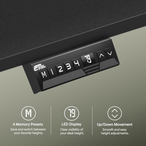 Image of V ONE Electric Standing Desk | Compact 1-Piece Top | 70Kg Weight Capacity | 3 Memory Preset | 5 Year Warranty | Built-in Cup & Headphone Holder | Home Office (Black, 100 * 60 CM)