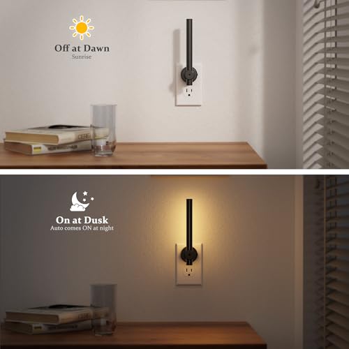 Image of JandCase Night Light, Night Lights Plug into Wall with Dusk to Dawn Sensor, 330 Rotatable Plug, 0-100LM Dimmable Light Bar for Vanity Bedroom Bathroom, 1 Pack