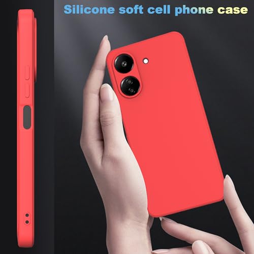 ARRYNN Etui do Xiaomi Redmi 13C (6,74 cala) + folia ochronna, etui na telefon komórkowy, płynny silikon TPU, etui ochronne do Xiaomi Redmi 13C - czerwone