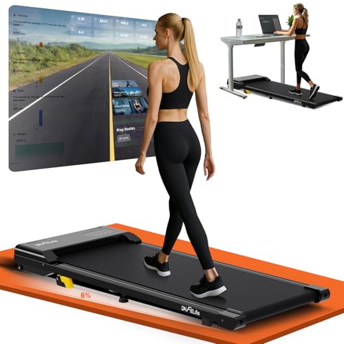 DH FitLife 2026 Walking Pad TÜV geprüft 1-6km/h mit 6% Steigung | Verlängertes Laufband für Zuhause & Büro | Platzsparendes Laufband Schreibtisch mit APP-Steuerung | Leises Treadmill for Home