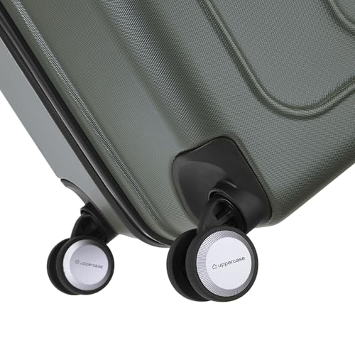 Image of uppercase Helix Solid (Large) 78Cm Textured Trolley Bag with Combination Lock, 8 Wheels, Eco Polycarbonate Luggage, Laundry Compartment, Durable Design for Travel - Suitcase for Men & Women Grey