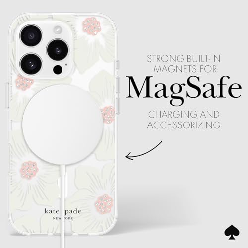 Image of kate spade new york iPhone 16 Pro Case - Hollyhock Cream Floral | Compatible with MagSafe - Lightweight Designer Case for iPhone 16 Pro w /Anti-Scratch Coating & Hollyhock Cream Floral Design