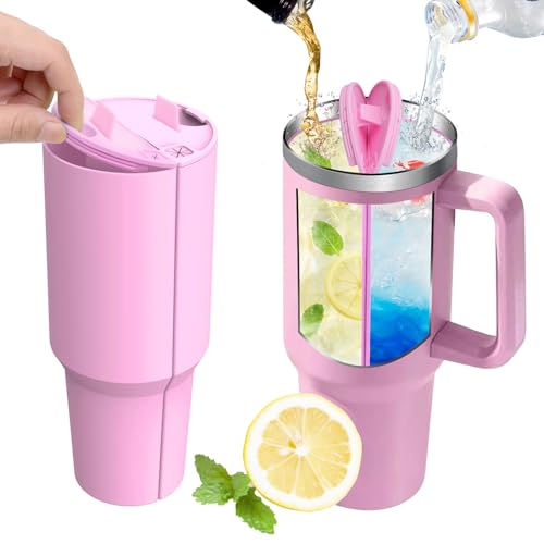 Hysagtek 2-in-1 Drink Separator for Stanley Cup 40 oz, Silicone Liner Divider for Dual-Sided Drink, Reusable Liner Separator Compatible with 40 oz Tumbler