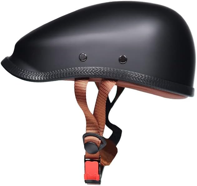 Casco de motocicleta vintage, casco de boina, casco de verano, medio casco alemán, casco retro abierto con hebilla ANG doble D, aprobado por DOT