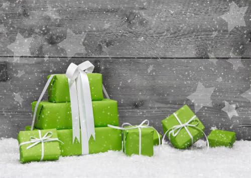 Fond de Noël Studio 4.6x3m avec Tissu Paquets Cadeaux Verts pour Photo de Fête
