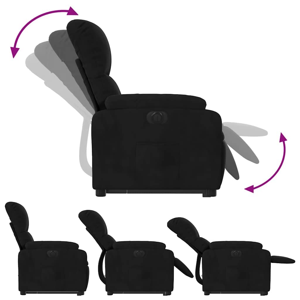 Sillón de relax con ayuda eléctrica para levantarse, tejido de microfibra, respaldo ajustable de 135 grados, bolsillo lateral y para personas de hasta 110 kg