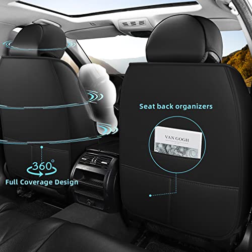 Image of FREESOO Universal Car Seat Covers Full Set Faux Leather Black Blue