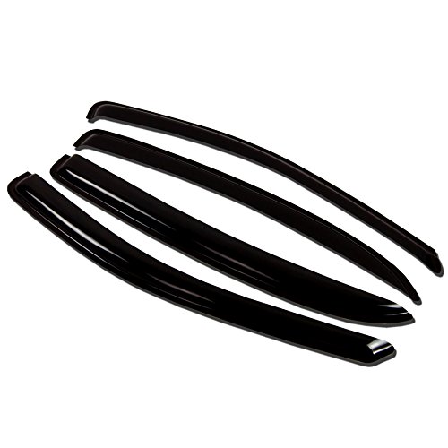 TuningPros WV-505 Window Visor Deflector Rain Guard Dark Smoke 4-pc Set