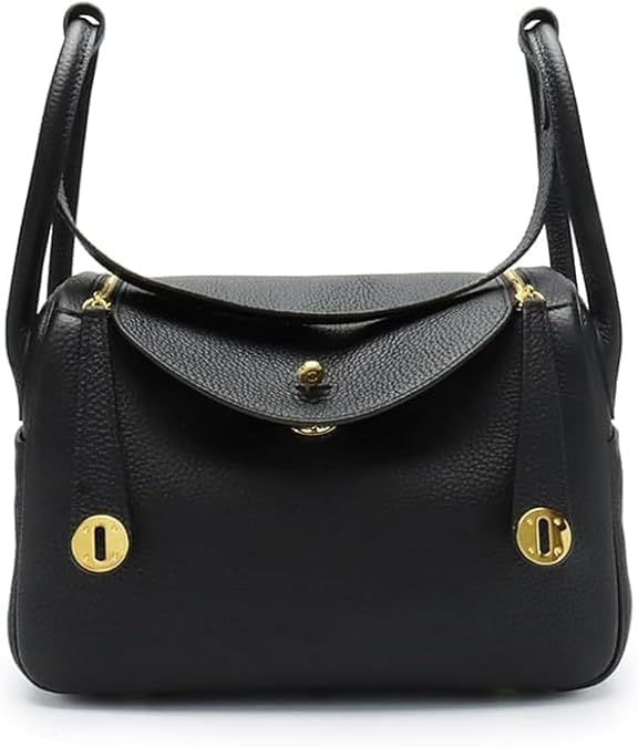 Women's Genuine Leather Crossbody Bag, Square Design with Fixed Shoulder Strap, Lychee Leather Bag