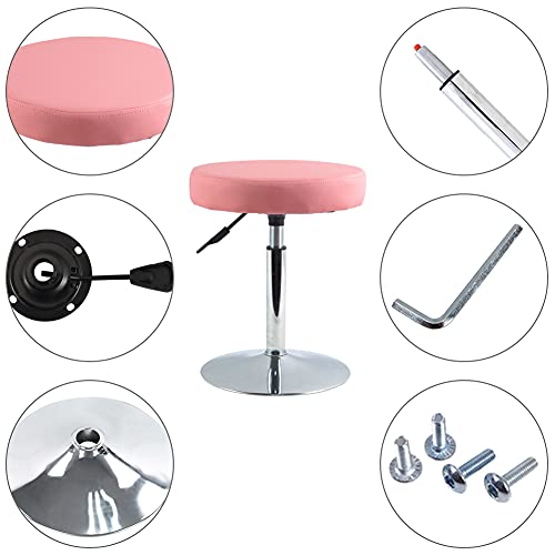Image of FURWOO Pink Short Shop Stool - Height Adjustable Swivel Chair Stool for Office,SPA,Salon,Manicure and Tattoo Stations Small