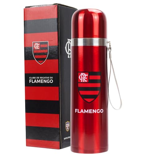 Garrafa Térmica Flamengo 500ml Quente Frio Café Água Chá Aço Inox Oficial