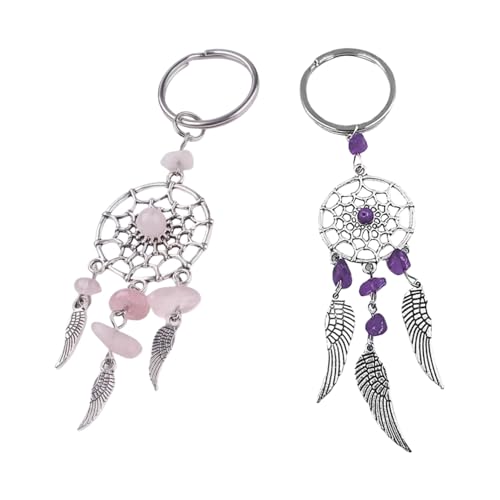 JFangZHZH Porte-clés Attrape-rêves,2 pièce Mini Attrape-rêves Porte-clés,métallique décoration,Cadeau pour Fille Tendance Amie Cadeau pour Filles et...