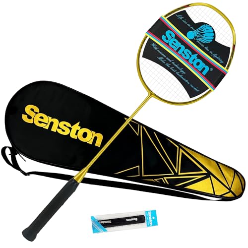 Image of Senston N80 Graphite Single Badminton Racquet Professional Carbon Fiber Badminton Racket, Carrying Bag Included Gold Color